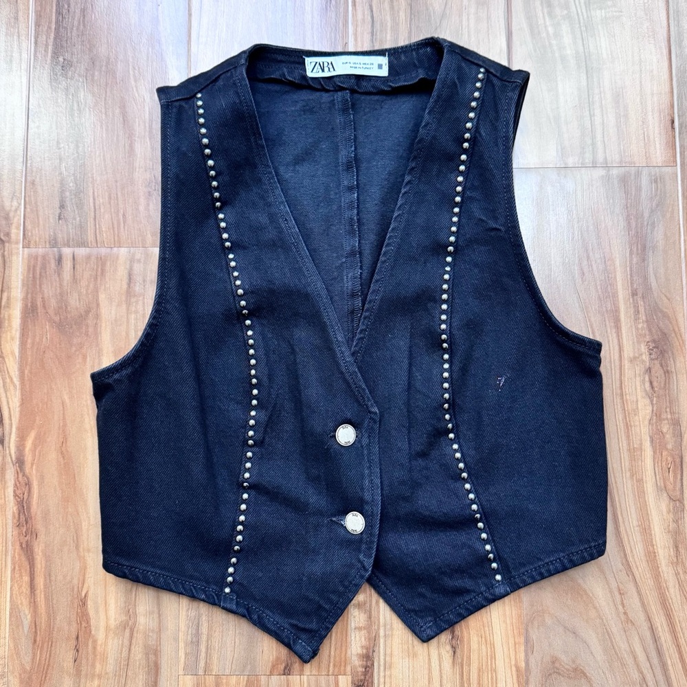 Zara • Studded Denim Vest